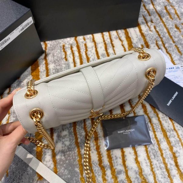 Saint Laurent White Grain Leather Envelope Medium Bag - Image 6