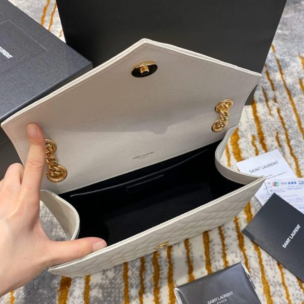 Saint Laurent White Grain Leather Envelope Medium Bag - Image 8