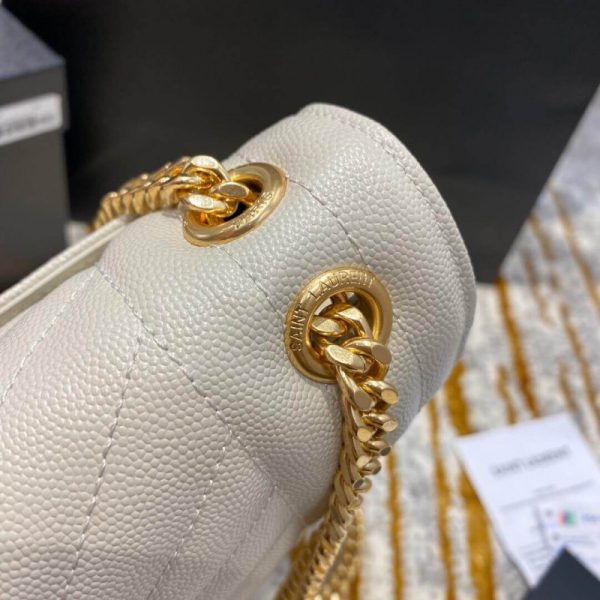 Saint Laurent White Grain Leather Envelope Medium Bag - Image 10