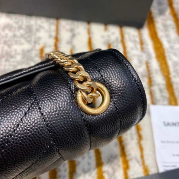 Replica YSL Grain Leather Envelope Small Bag in Black - Image 12