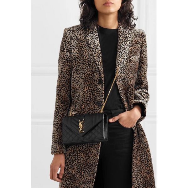 Replica YSL Grain Leather Envelope Small Bag in Black - Image 3