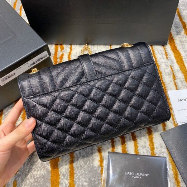 Replica YSL Grain Leather Envelope Small Bag in Black - Image 6