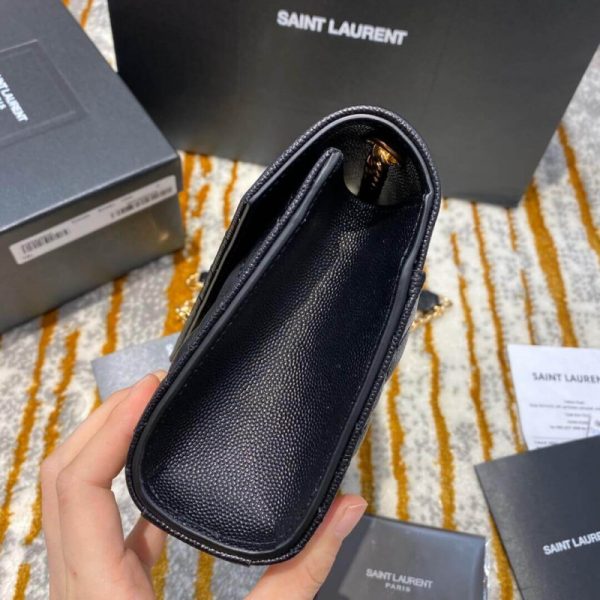 Replica YSL Grain Leather Envelope Small Bag in Black - Image 7