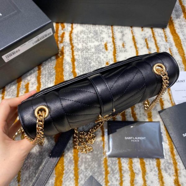 Replica YSL Grain Leather Envelope Small Bag in Black - Image 8