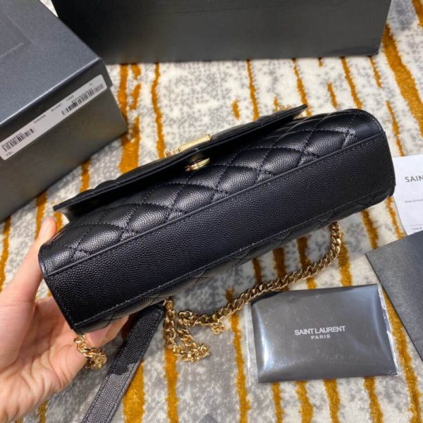Replica YSL Grain Leather Envelope Small Bag in Black - Image 9