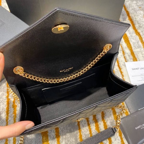 Replica YSL Grain Leather Envelope Small Bag in Black - Image 10