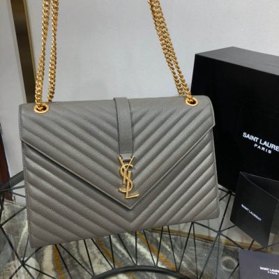 Replica Saint Laurent Grain Leather Envelope Chain Bag