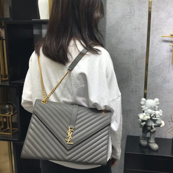Replica Saint Laurent Grain Leather Envelope Chain Bag - Image 2