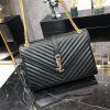 Best Replicas Bags - Saint Laurent Replica Grain Leather Envelope Chain Bag - Black Shop For Best Louis Vuitton LV Replica Bags With Cheap Price