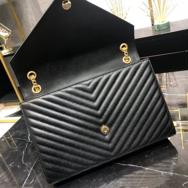 Saint Laurent Replica Grain Leather Envelope Chain Bag - Black - Image 12