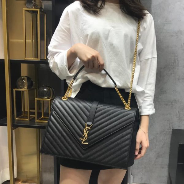 Saint Laurent Replica Grain Leather Envelope Chain Bag - Black - Image 4