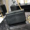 Best Replicas Bags - Saint Laurent Replica Grain Leather Envelope Chain Bag - Black Shop For Best Louis Vuitton LV Replica Bags With Cheap Price