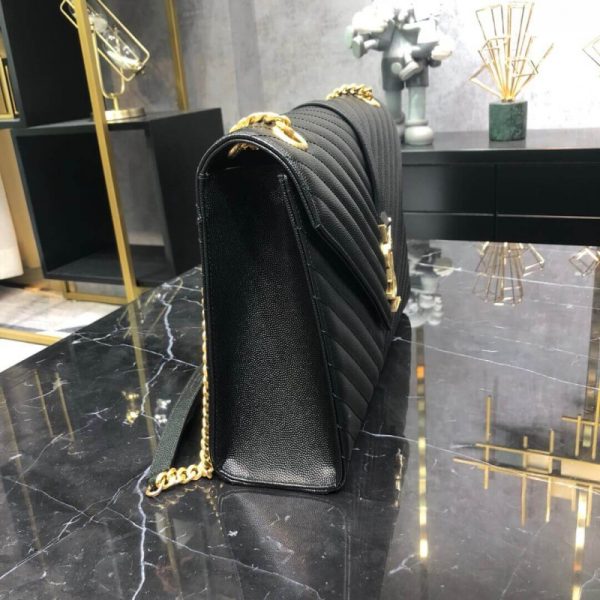 Saint Laurent Replica Grain Leather Envelope Chain Bag - Black - Image 6