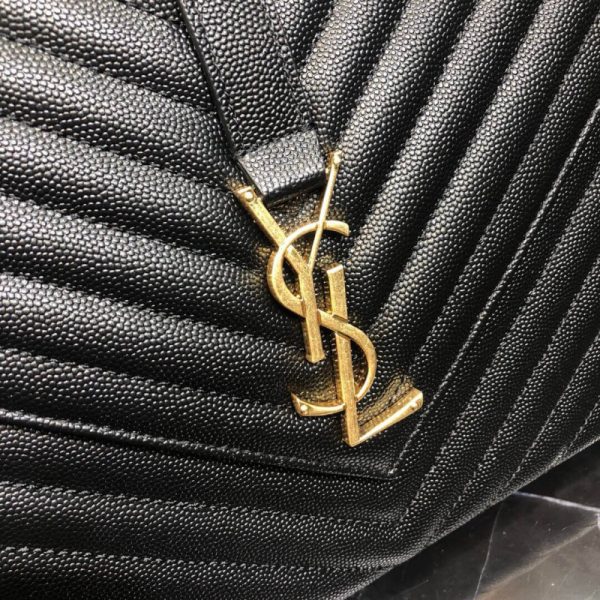 Saint Laurent Replica Grain Leather Envelope Chain Bag - Black - Image 7