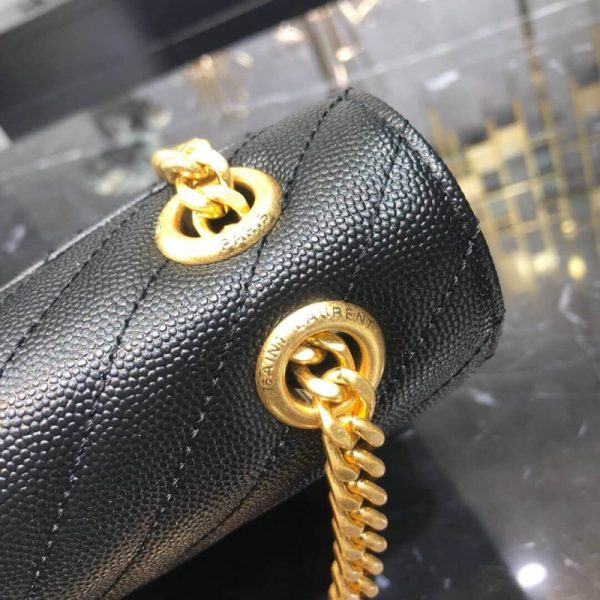Saint Laurent Replica Grain Leather Envelope Chain Bag - Black - Image 8