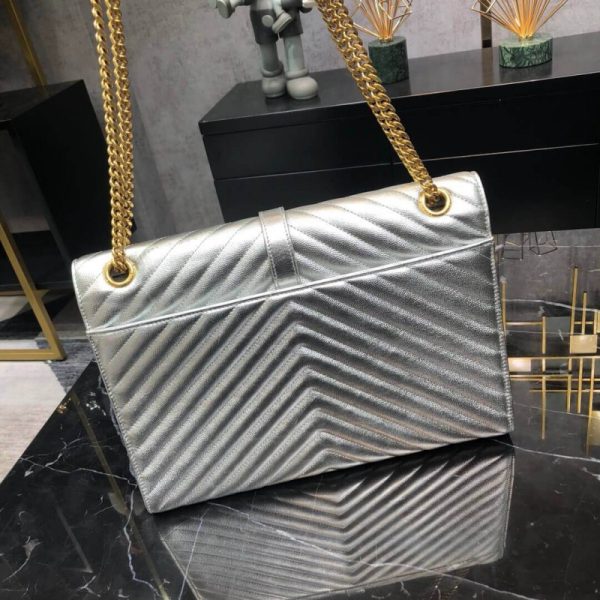 Saint Laurent Metallic Silver Envelope Chain Bag - Large - Image 2