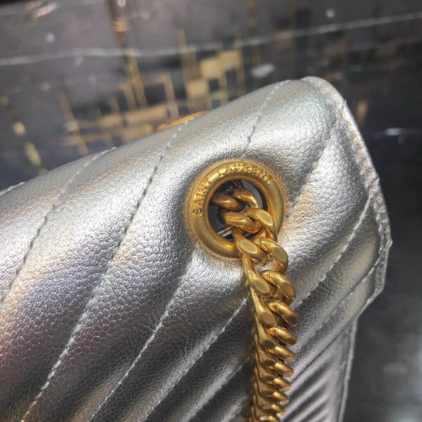 Saint Laurent Metallic Silver Envelope Chain Bag - Large - Image 5