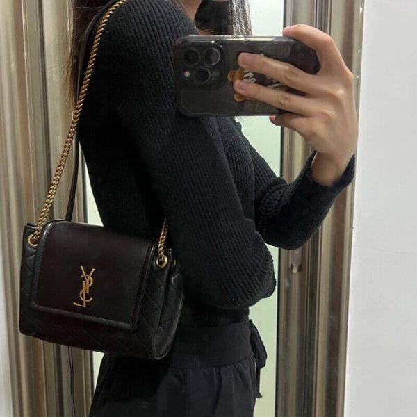 Saint Laurent Nolita Mini Leather Shoulder Bag - Black Replica - Image 3