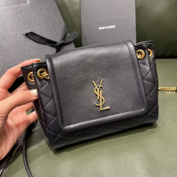 Saint Laurent Nolita Mini Leather Shoulder Bag - Black Replica - Image 6