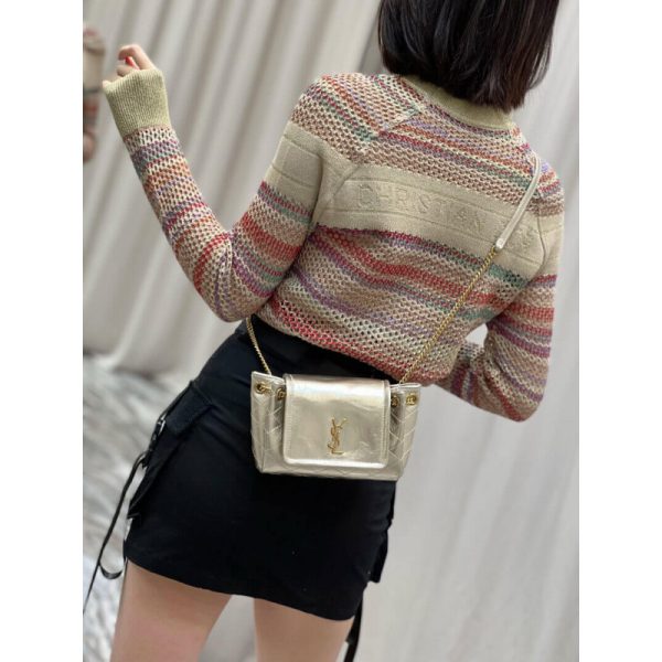 Saint Laurent Nolita Mini Leather Shoulder Bag in Champagne Gold - Image 3