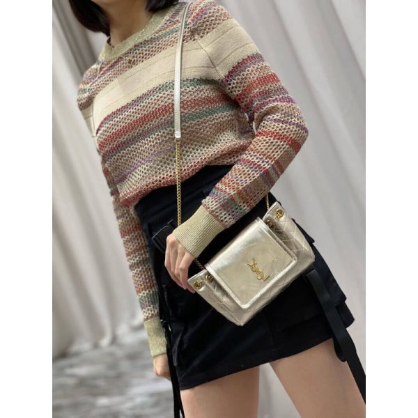 Saint Laurent Nolita Mini Leather Shoulder Bag in Champagne Gold - Image 8