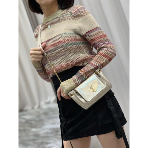 Saint Laurent Nolita Mini Leather Shoulder Bag in Champagne Gold - Image 9