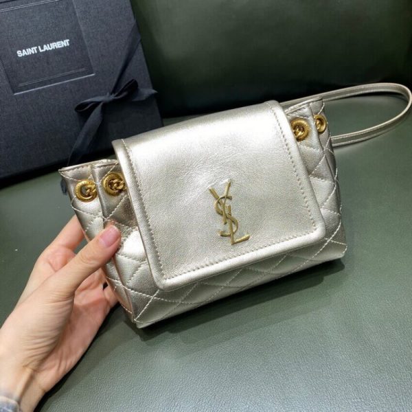 Saint Laurent Nolita Mini Leather Shoulder Bag in Champagne Gold - Image 10