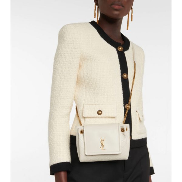 White Replica Saint Laurent Nolita Mini Leather Shoulder Bag - Image 2