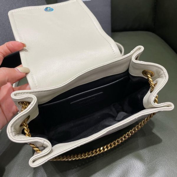 White Replica Saint Laurent Nolita Mini Leather Shoulder Bag - Image 11