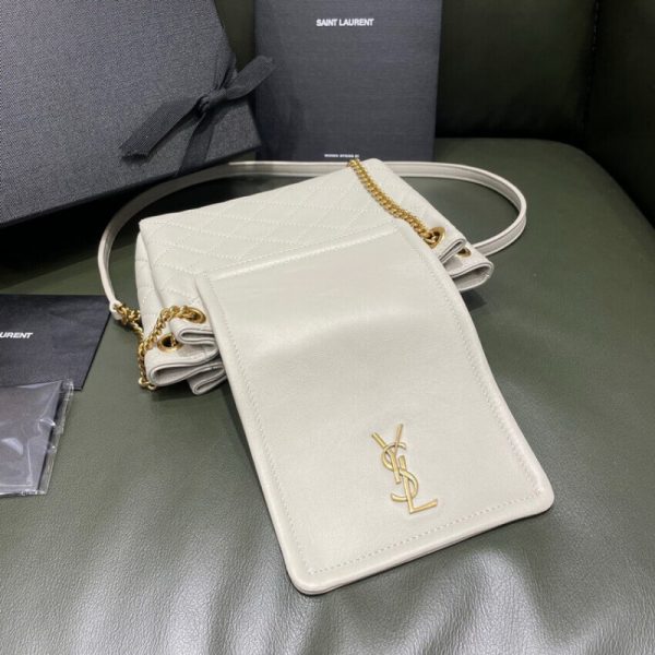 White Replica Saint Laurent Nolita Mini Leather Shoulder Bag - Image 12