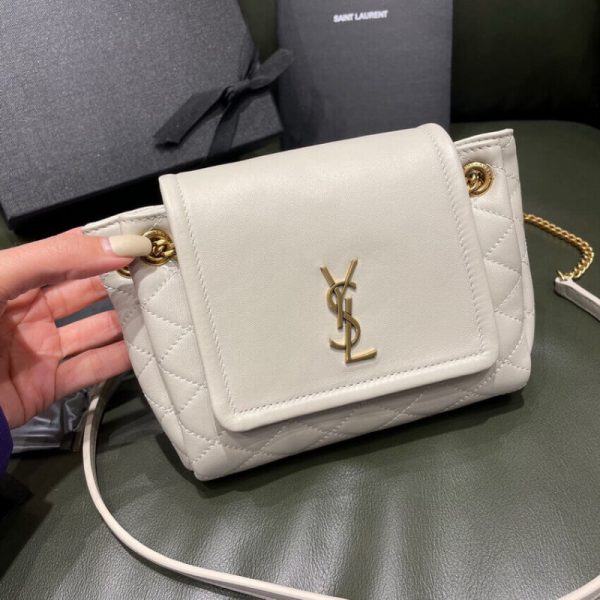 White Replica Saint Laurent Nolita Mini Leather Shoulder Bag - Image 5