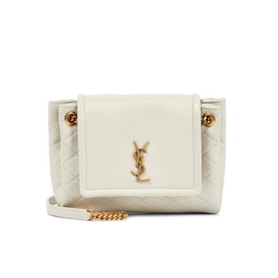 White Replica Saint Laurent Nolita Mini Leather Shoulder Bag
