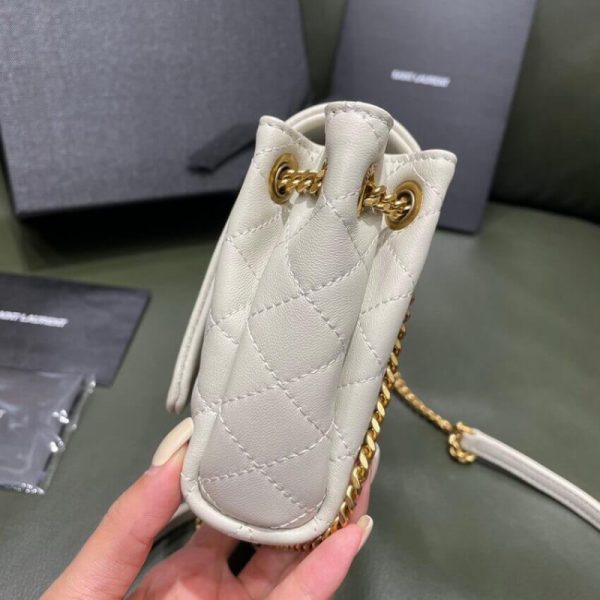 White Replica Saint Laurent Nolita Mini Leather Shoulder Bag - Image 6