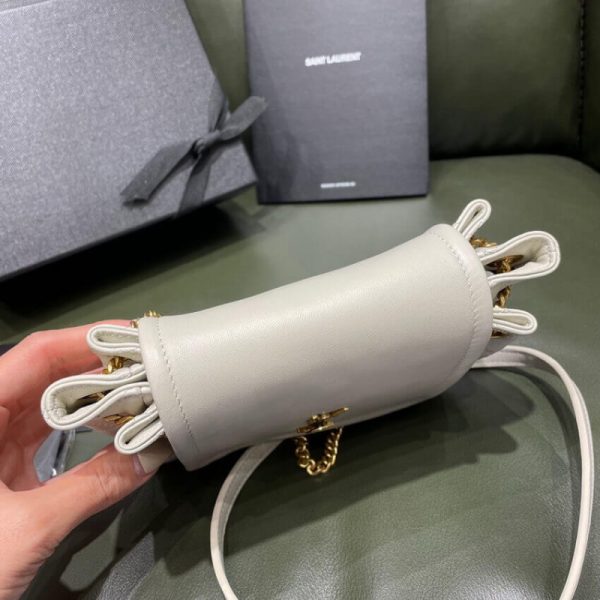 White Replica Saint Laurent Nolita Mini Leather Shoulder Bag - Image 7