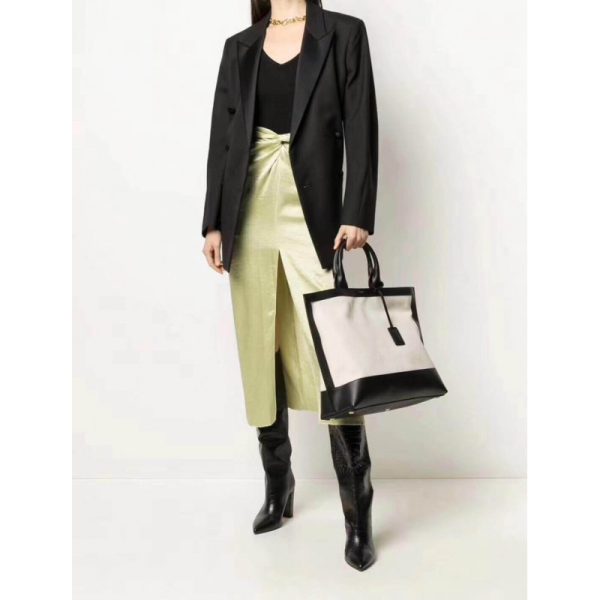 Saint Laurent Leather & Canvas Replica Shopping Tag - Image 2