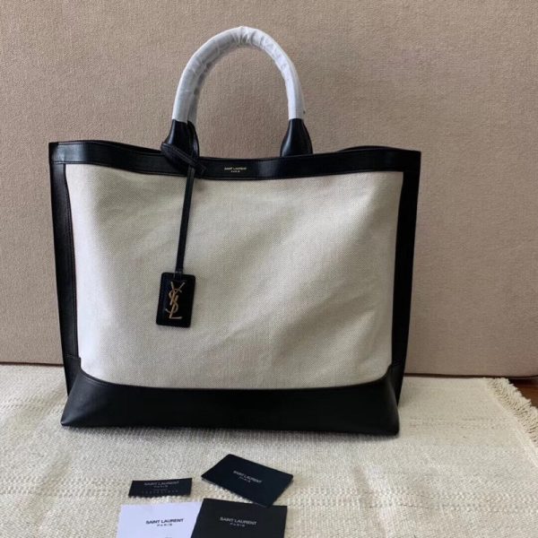 Saint Laurent Leather & Canvas Replica Shopping Tag - Image 6