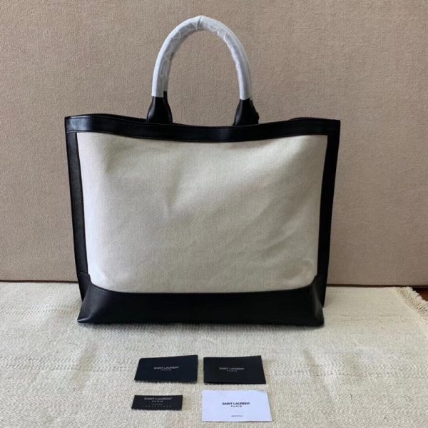 Saint Laurent Leather & Canvas Replica Shopping Tag - Image 7