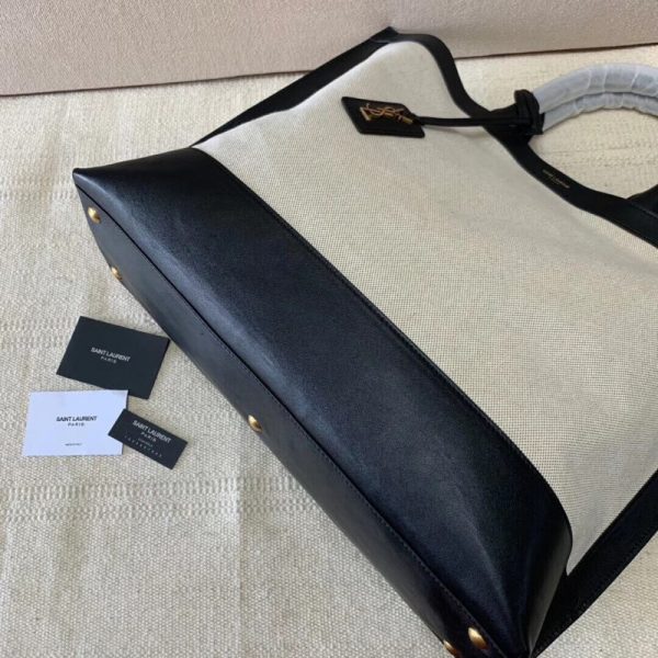 Saint Laurent Leather & Canvas Replica Shopping Tag - Image 9