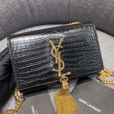Saint Laurent Crocodile Leather Kate Tassel Chain Bag Replica