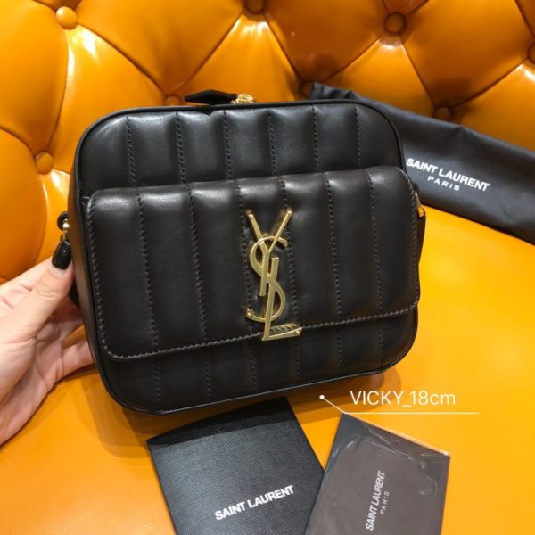 Saint Laurent Vicky Quilted Lambskin Replica Camera Bag - Image 2