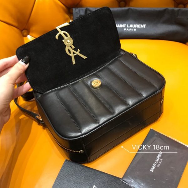 Saint Laurent Vicky Quilted Lambskin Replica Camera Bag - Image 6
