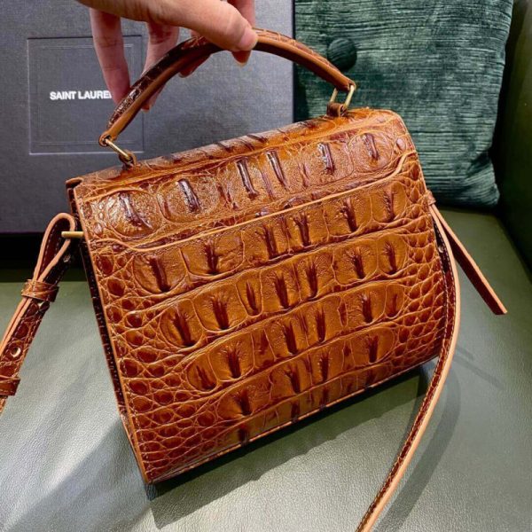 Replica YSL Cassandra Mini Bag - Caiman Leather, Brown - Image 5