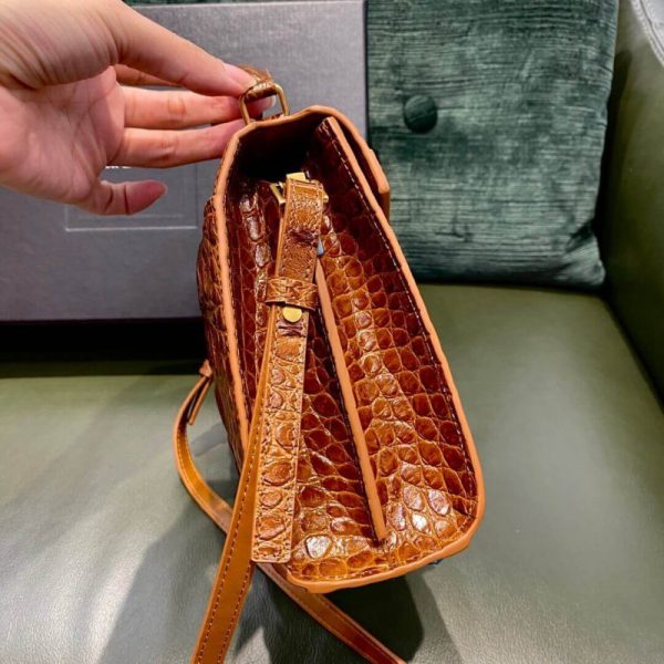 Replica YSL Cassandra Mini Bag - Caiman Leather, Brown - Image 6