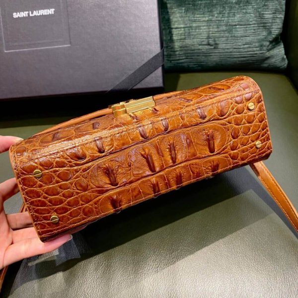 Replica YSL Cassandra Mini Bag - Caiman Leather, Brown - Image 7
