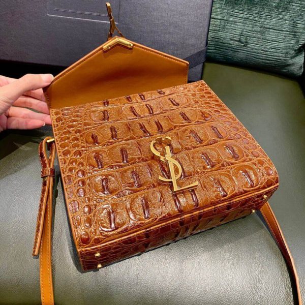 Replica YSL Cassandra Mini Bag - Caiman Leather, Brown - Image 10