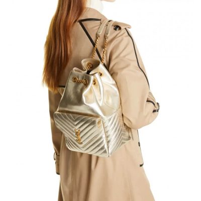 Replica YSL Joe Backpack in Champagne Gold Lambskin