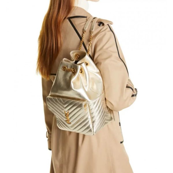 Replica YSL Joe Backpack in Champagne Gold Lambskin