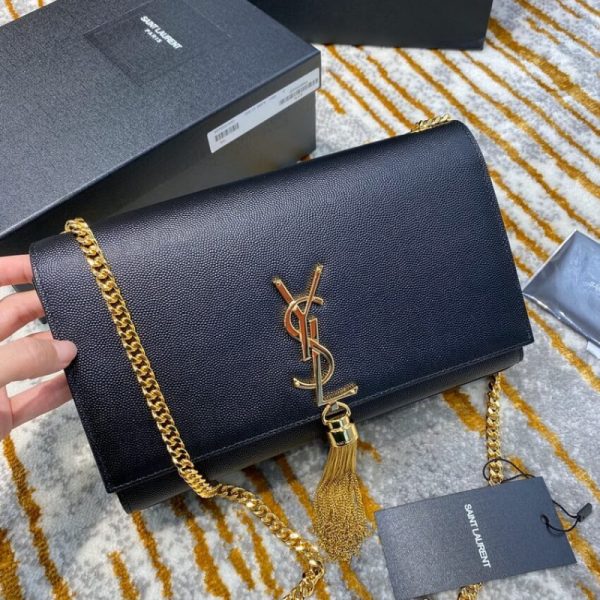 Replica YSL Kate Medium Tassel Leather Bag in Black - Image 3