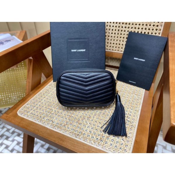 Replica YSL Lou Mini Camera Bag in Black Grain Leather - Image 5