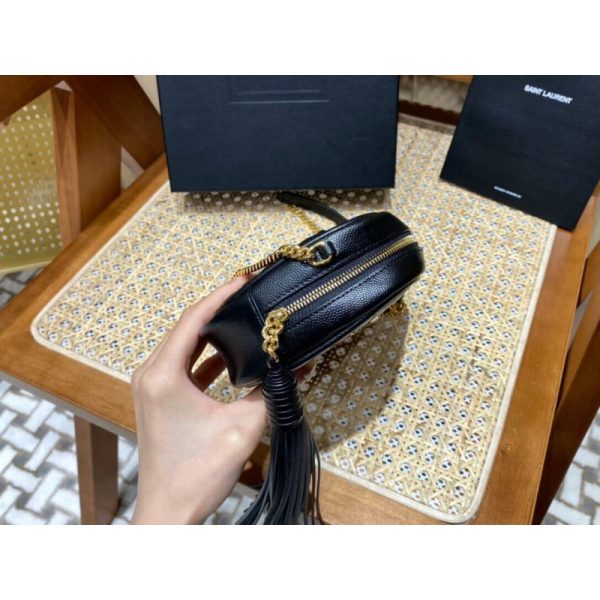 Replica YSL Lou Mini Camera Bag in Black Grain Leather - Image 7